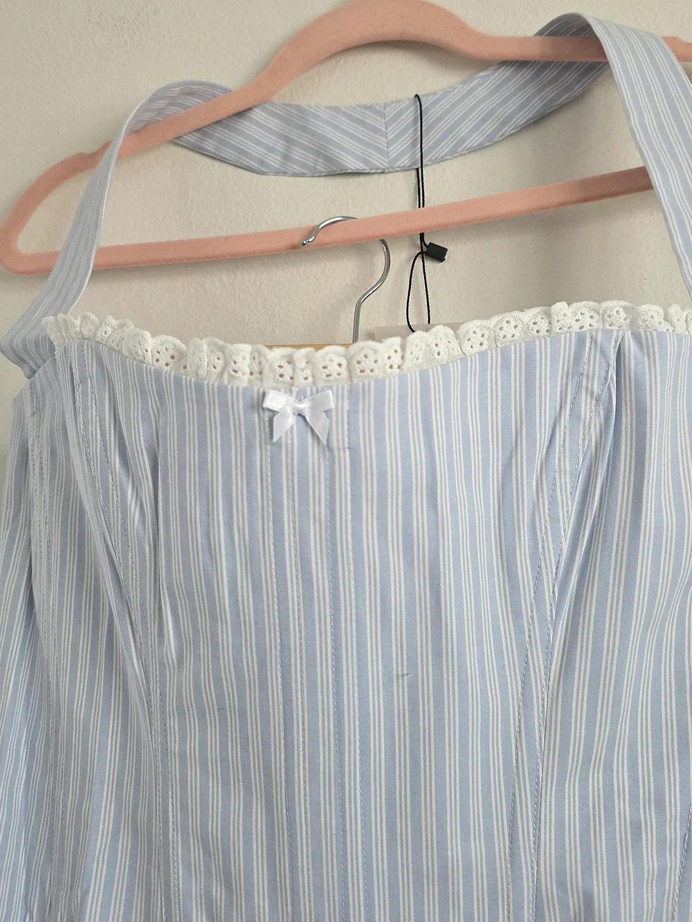MAJORELLE Light Blue and White Striped Skirt Set with Lace Trim - Picture 7 of 10